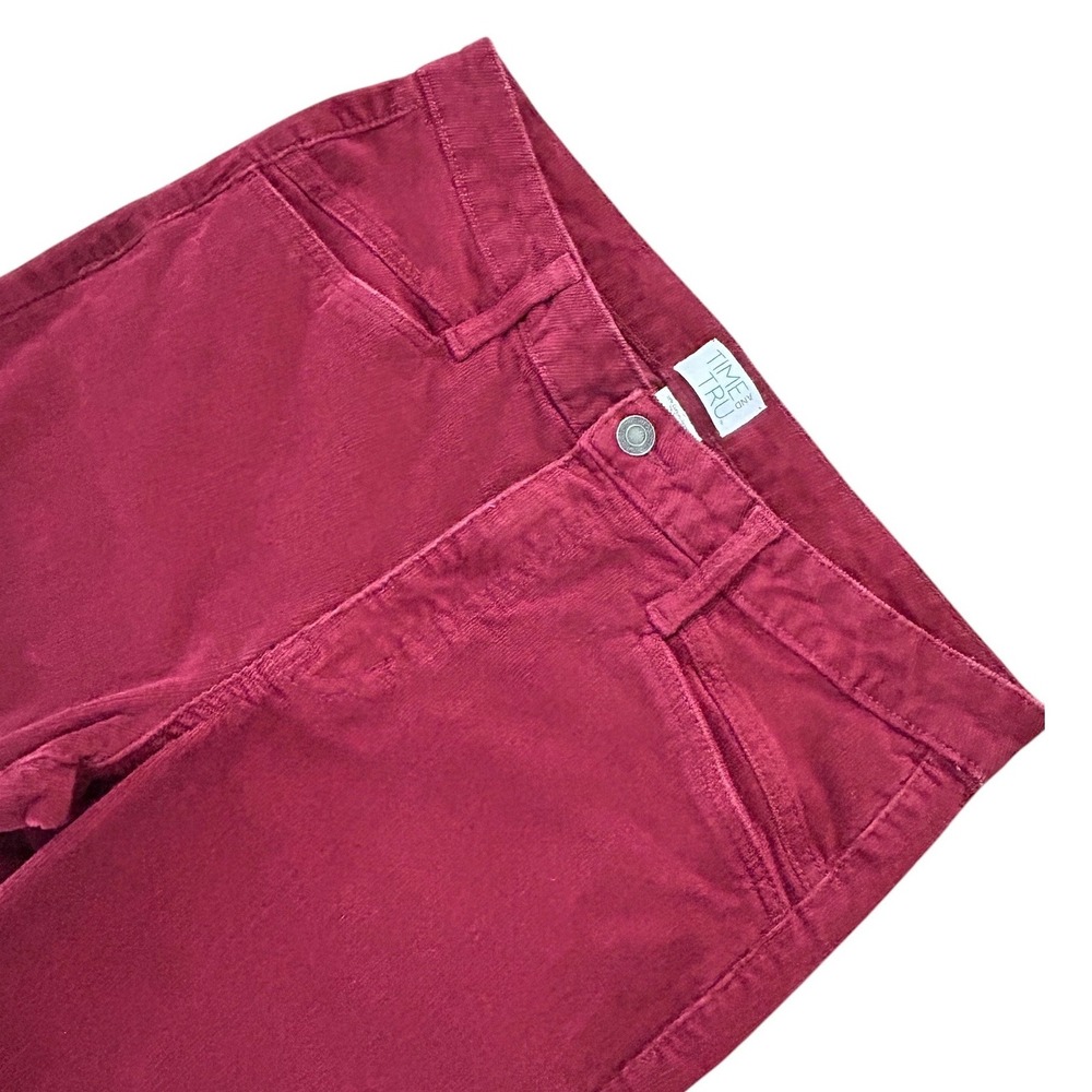 Time and Tru Burgundy Flare Corduroy Pants Mid Rise Cotton Blend 70s Retro Boho